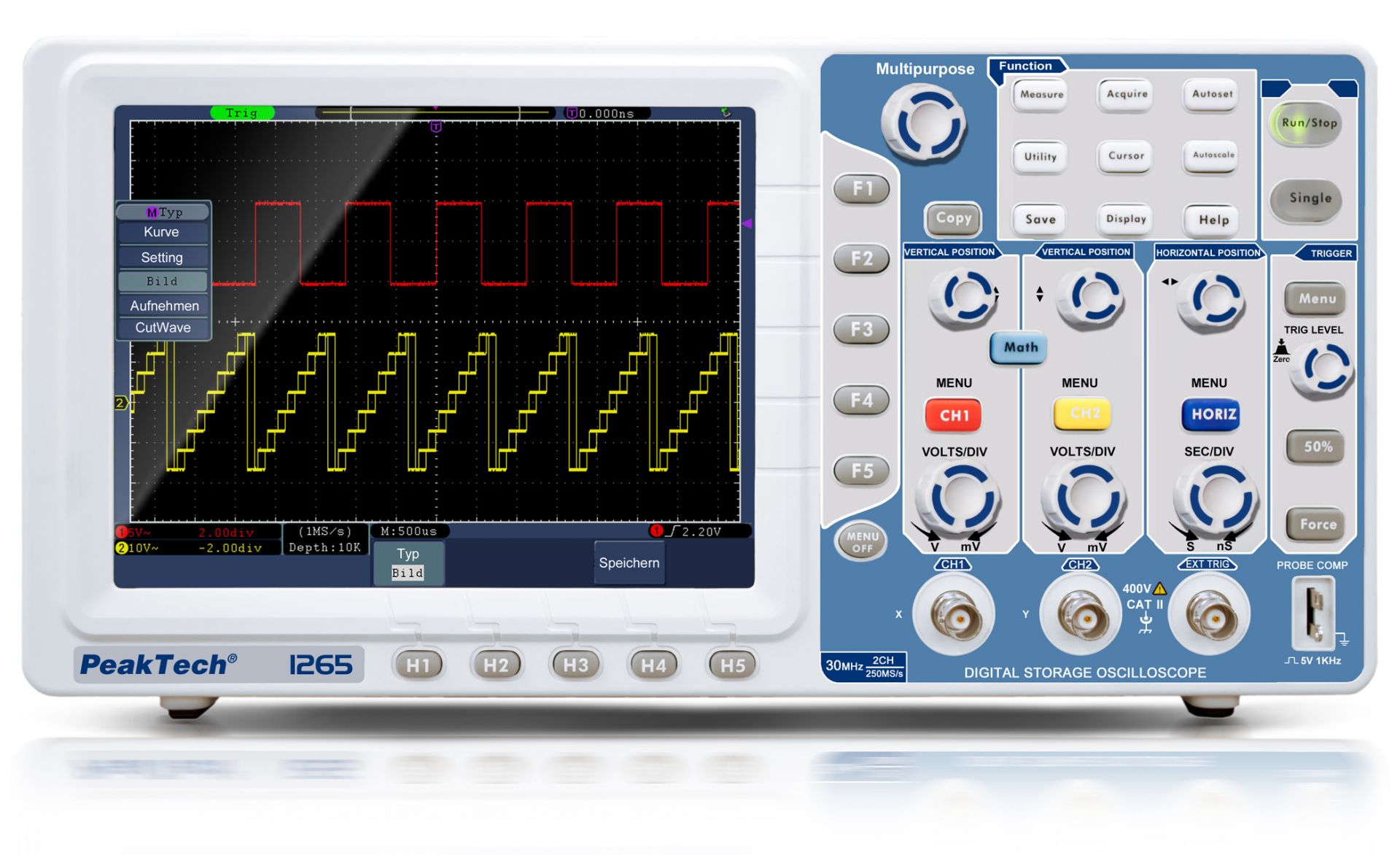 PeakTech P 1265 30 MHz/2CH, 250 MS/s, Digital Storage Oscilloscope