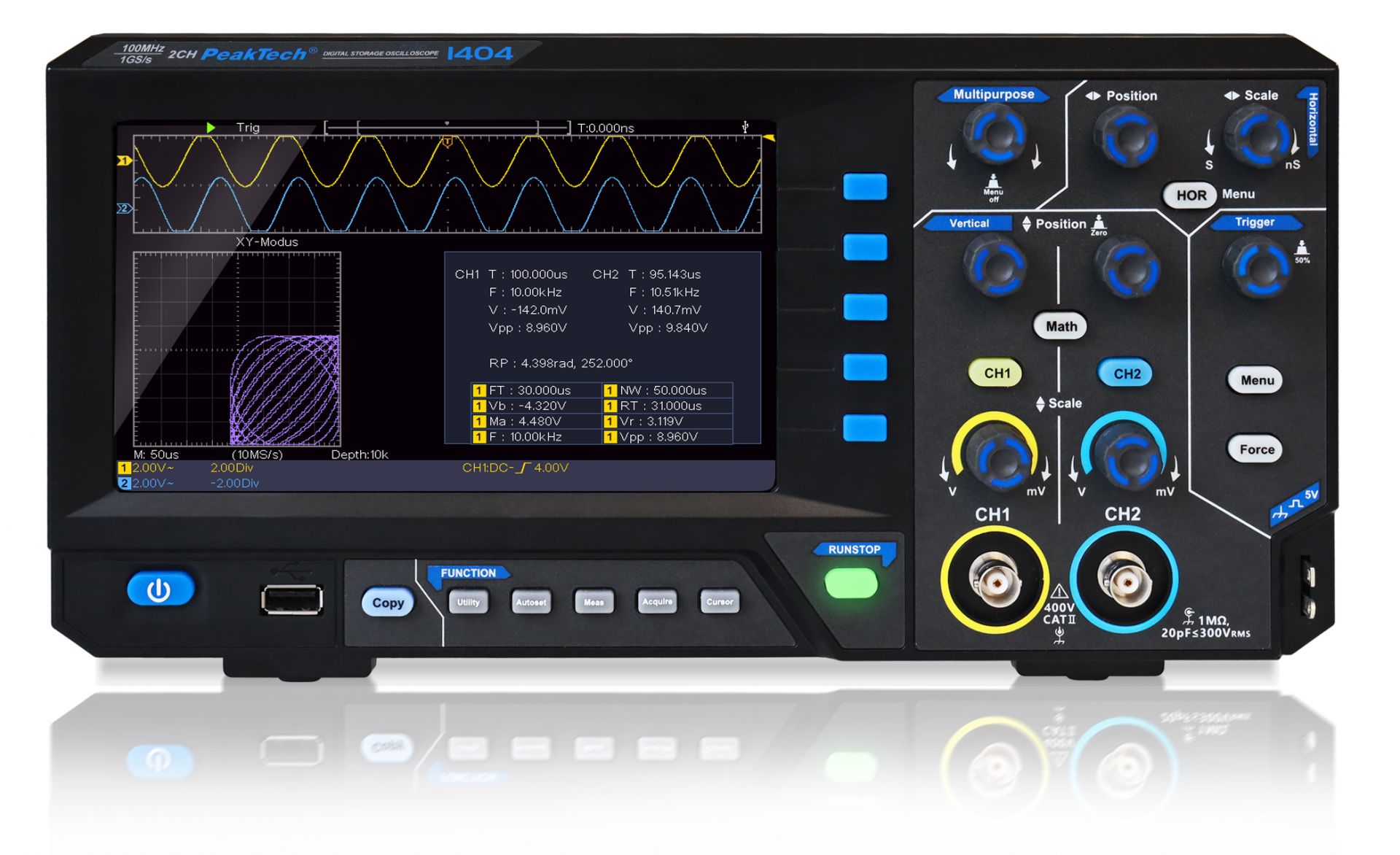 PeakTech P 1404 100MHz / 2 CH, 1 GS/s Digital storage oscilloscope